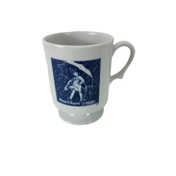 Morton Salt Girl 1921 When It Rains It Pours Pedestal Coffee Mug Vtg. - Picture 4 of 7